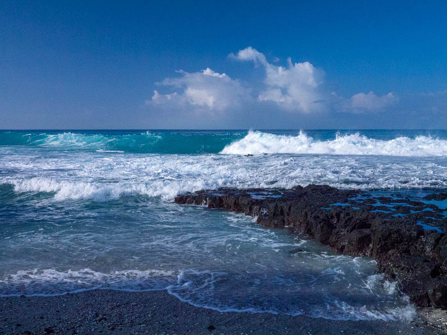 Waves crashing on the shore