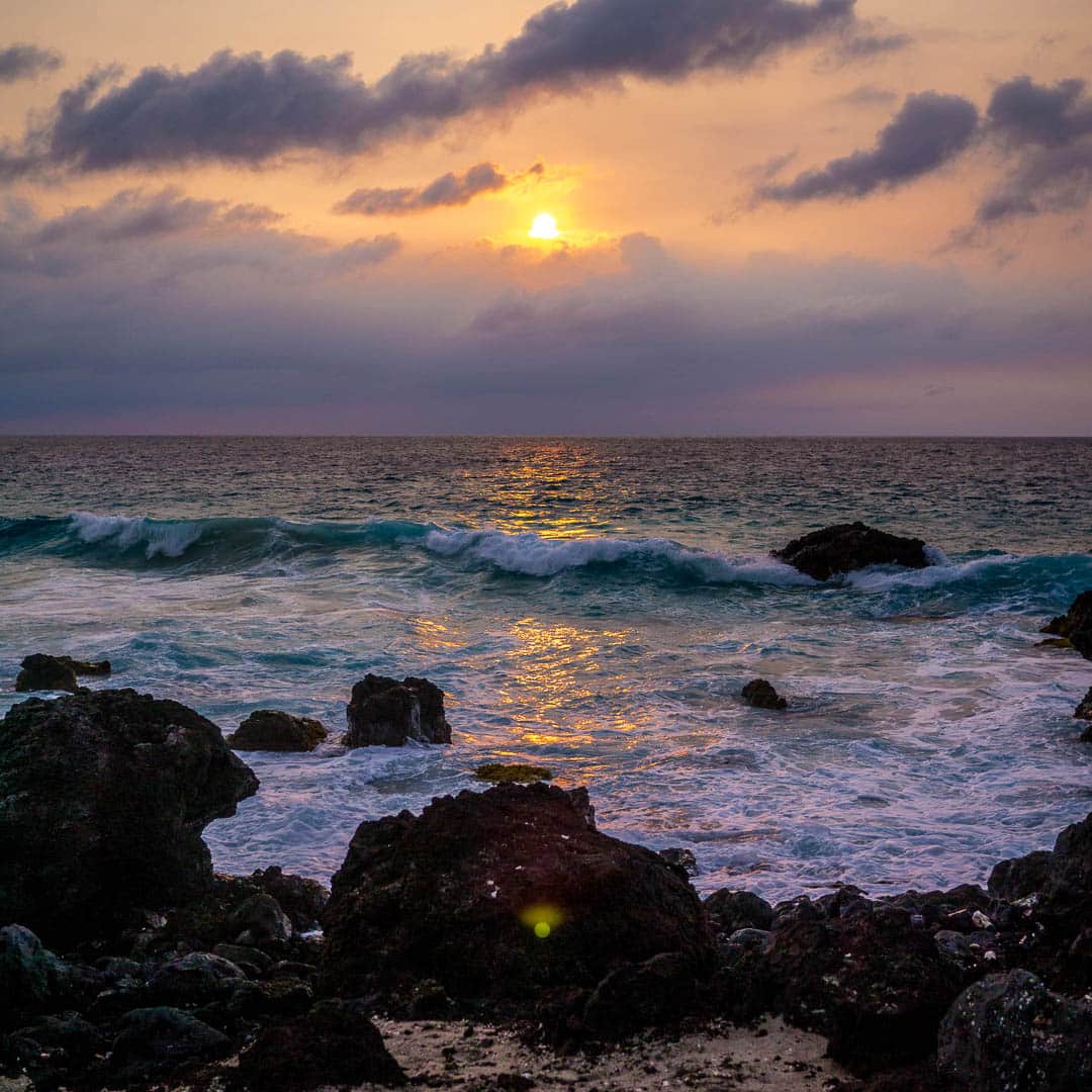 Sun setting over the ocean