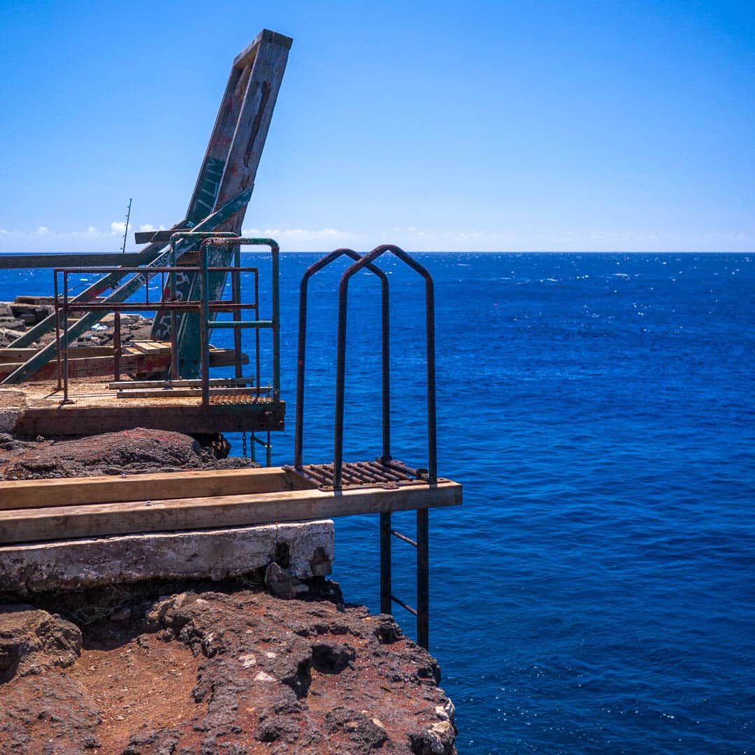 Ladders down the cliffside