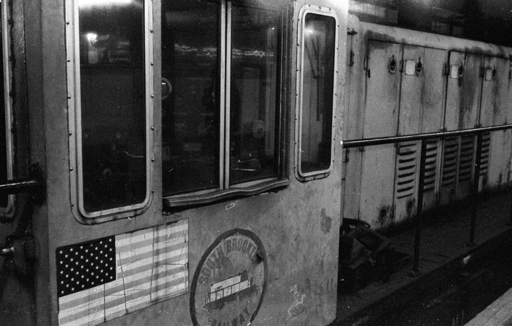 Late night trash train in the subway station