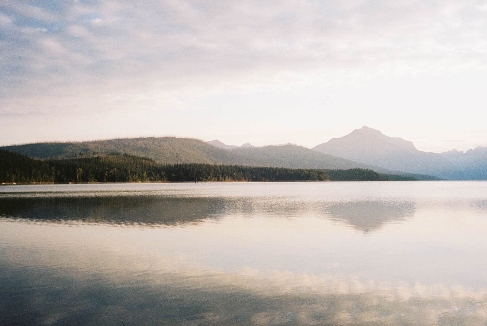 A lake in the early morning as the sun just came up