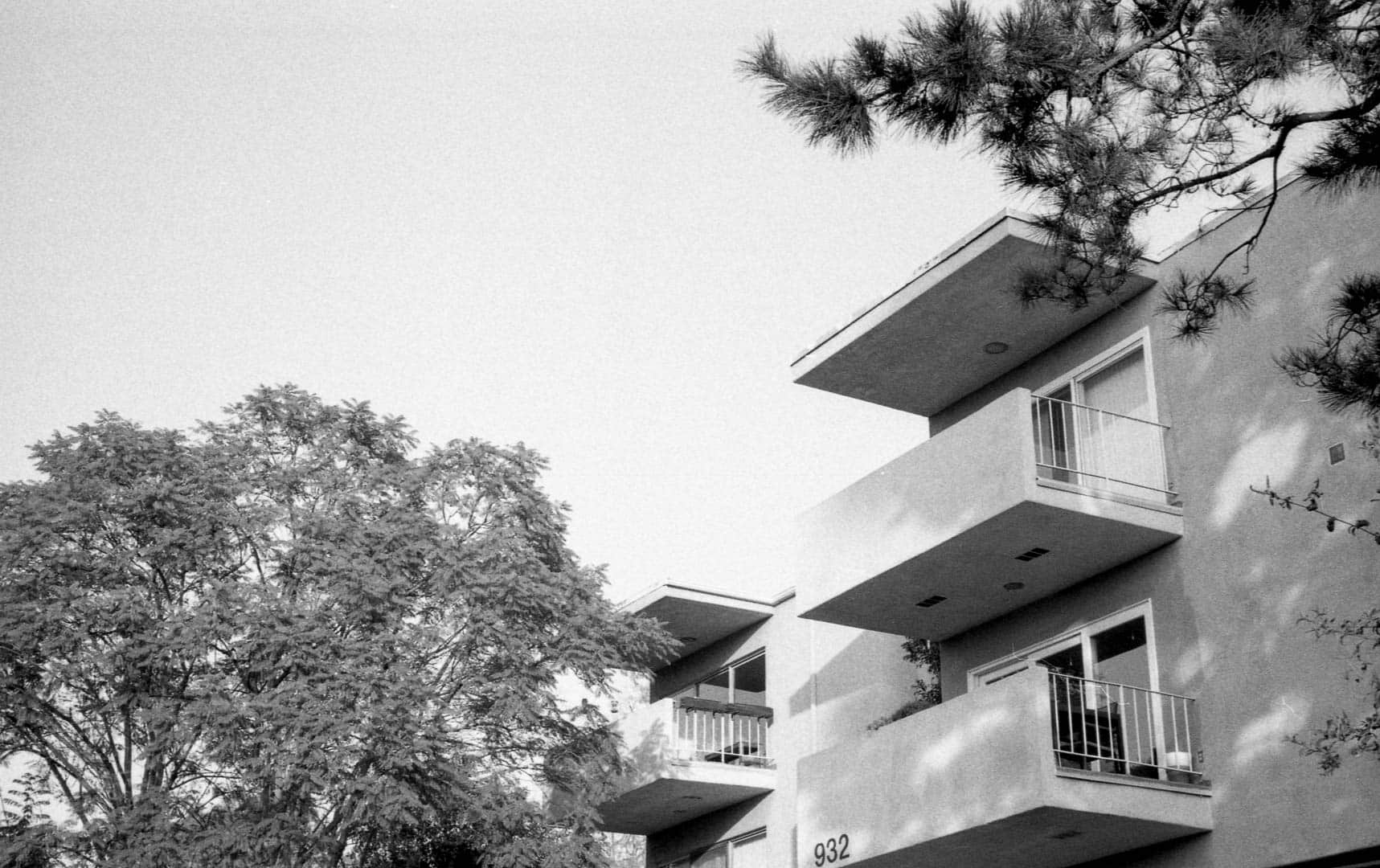 Balconies off an appartment building